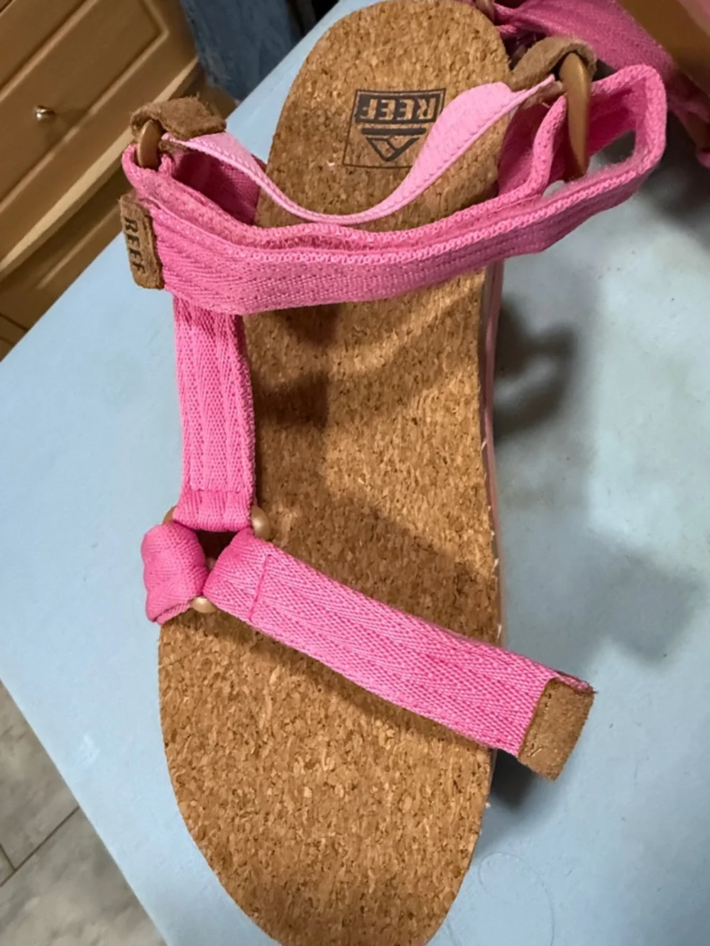 Reef Hot Pink Cork Strap Sandals - Picture 3 of 4